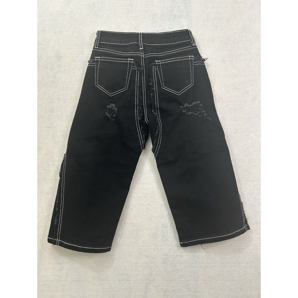Nova Kids Black Contrast Stitch Distressed Wide Leg Jeans Girls Size 5 G61063 - Picture 3 of 8